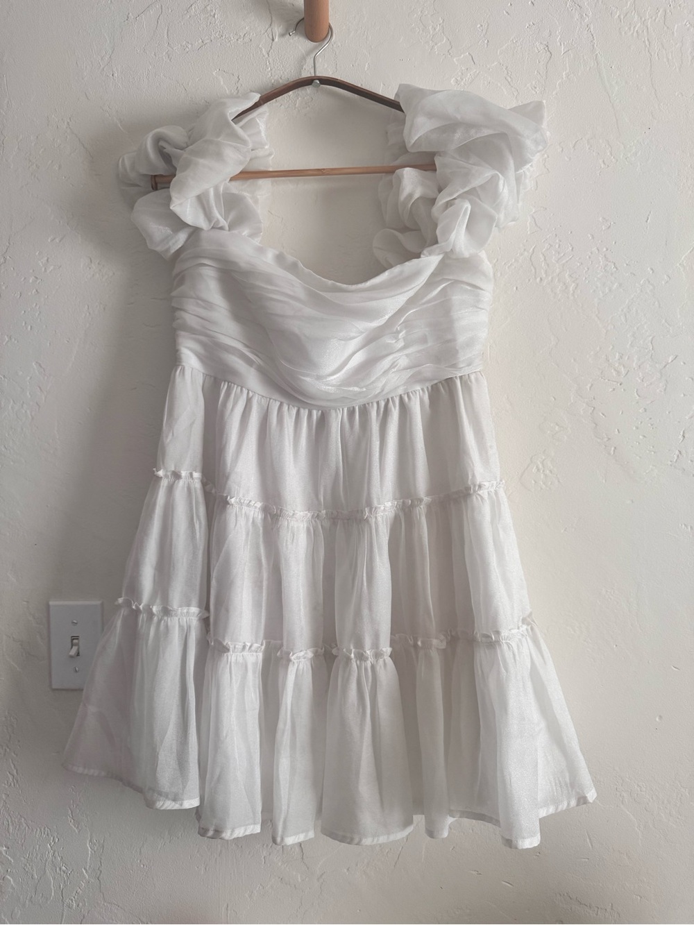 Women’s White Ruffled Tiered Dress